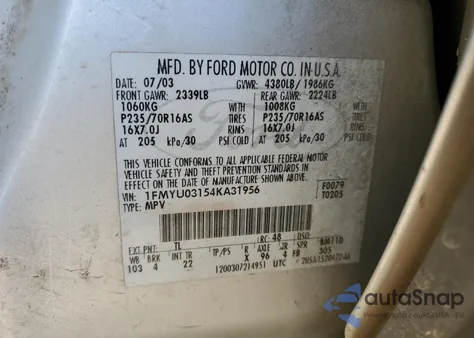 2004 Ford Escape Xlt from USA, damaged, VIN 1FMYU03154KA31956